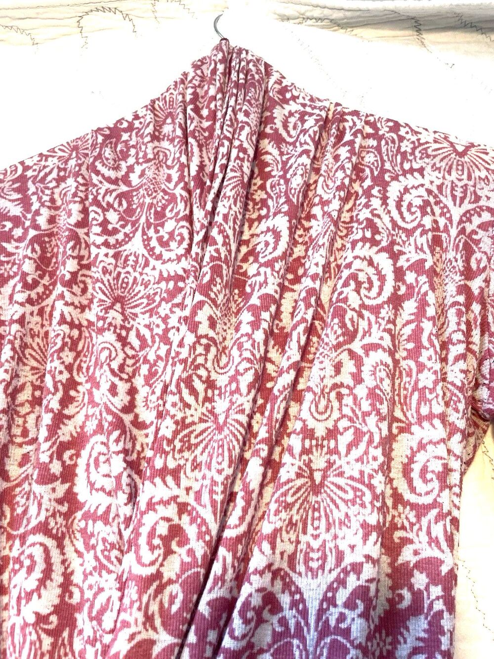 Beyond Vintage Wrap/ Cardigan Pink White Shoulder Blouse Womens Size XS/SM - Picture 4 of 7